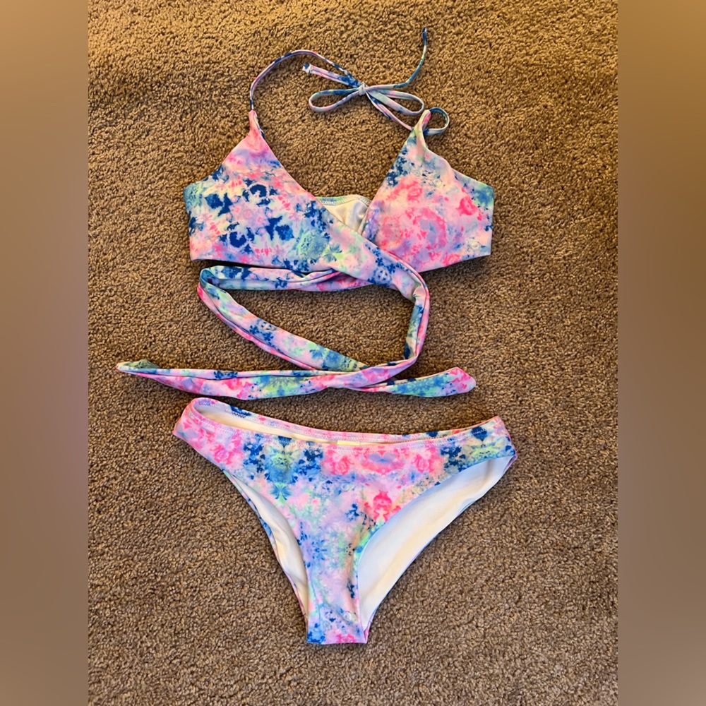 Womens Bathing Suits Push Up Halter Bandage Bikini Printed Swim - Picture 3 of 4